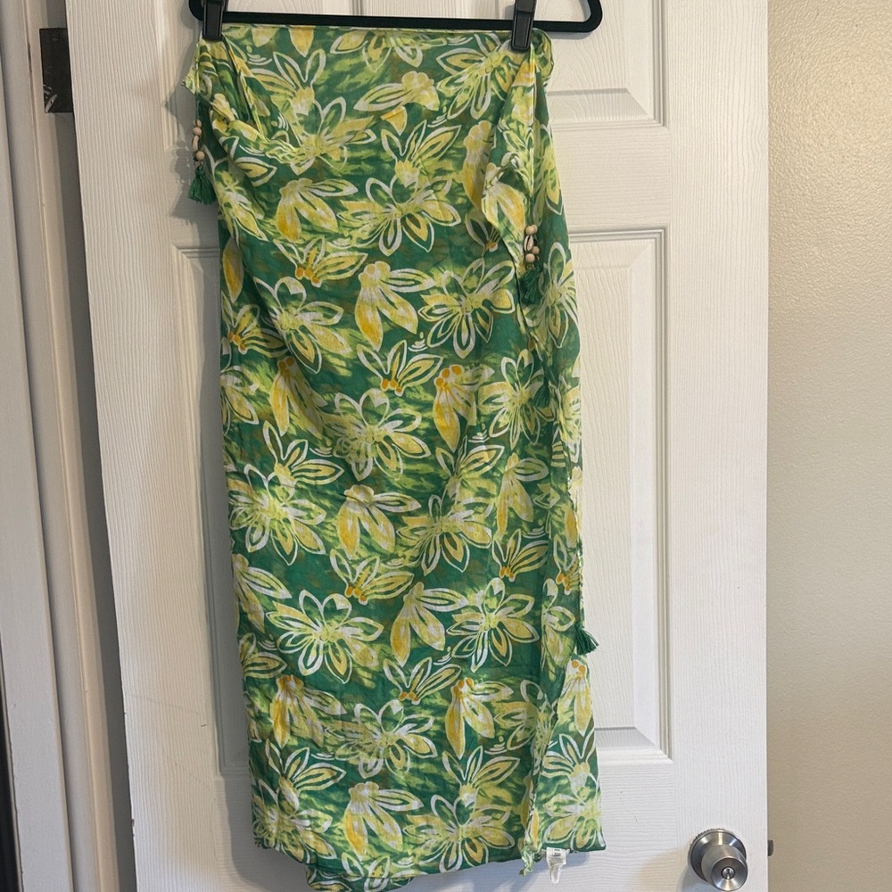 Floral Green Sarong Cover-Up
